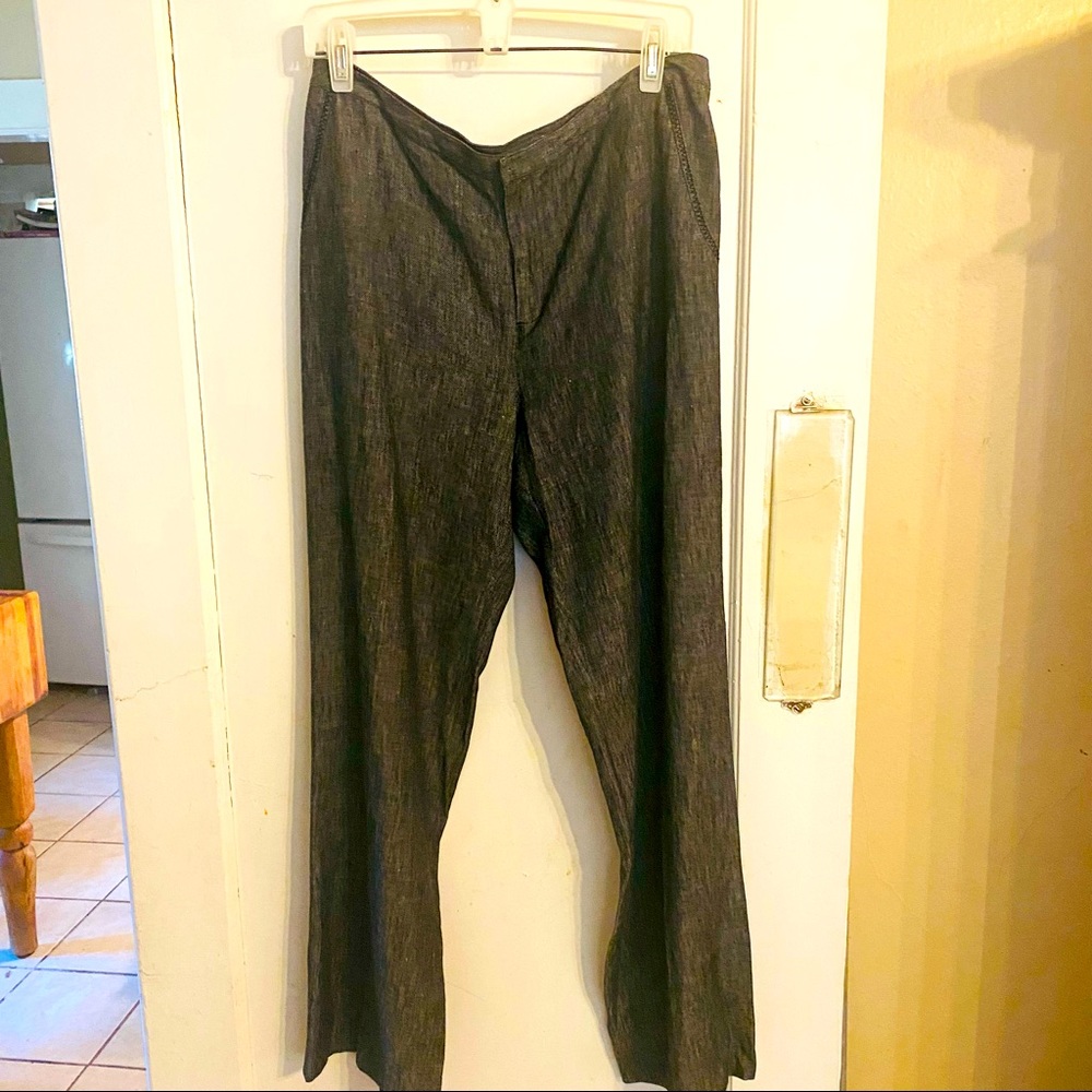 Liz Claiborne Audra Slacks charcoal marled black & white straight wide leg SZ 10